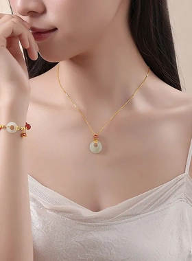 原创马上有福和田玉平安扣手链