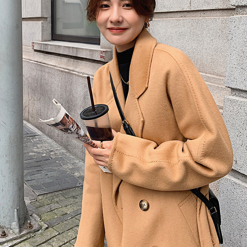 101801唐晶同款秋冬加厚双面羊毛大衣女中长款过膝系带毛呢子外套,淘宝优惠券,粉丝福利购,淘宝优惠卷