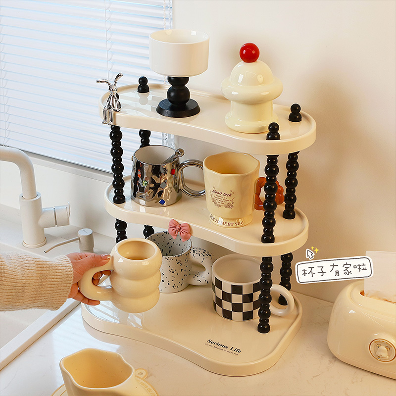 杯架子置物架高级感轻奢厨房台面马克杯展示架托盘桌面水杯收纳架 - 图0