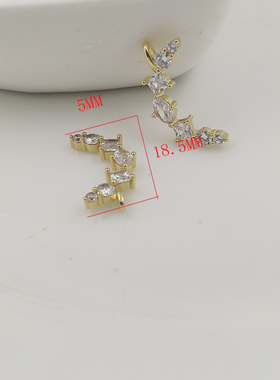 微镶锆石月亮吊坠diy饰品配件新款满钻星星吊坠铜镀厚真金项链坠