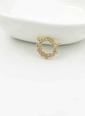 18K包金微镶锆石耳坠diy饰品配件铜镀真金吊坠百搭耳饰女