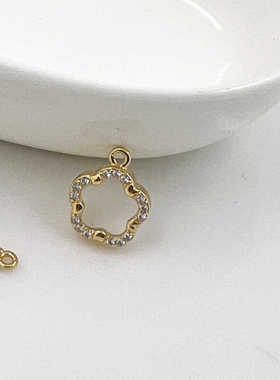 保色18K包金锆石吊坠铜镀真金挂坠百搭精致项链挂坠现货DIY 饰品