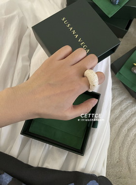 CETTCE 现货 Susana Vega 新款 Macia 玻璃珠拼色珠饰开口戒指