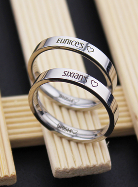 diy情侣戒指刻字一对女生日潮男