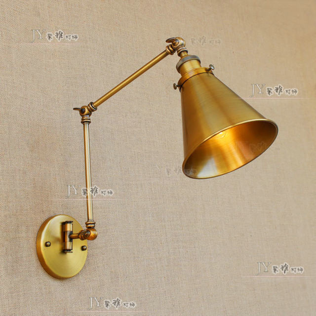 American creative antique style long pole telescopic folding wall lamp