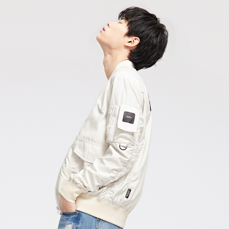 【新款】GXG男装 春季青年流行米白休闲棒球领夹克外套181821145,淘宝优惠券,粉丝福利购,淘宝优惠卷