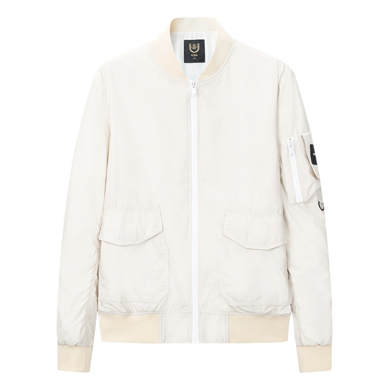 【新款】GXG男装 春季青年流行米白休闲棒球领夹克外套181821145,淘宝优惠券,粉丝福利购,淘宝优惠卷