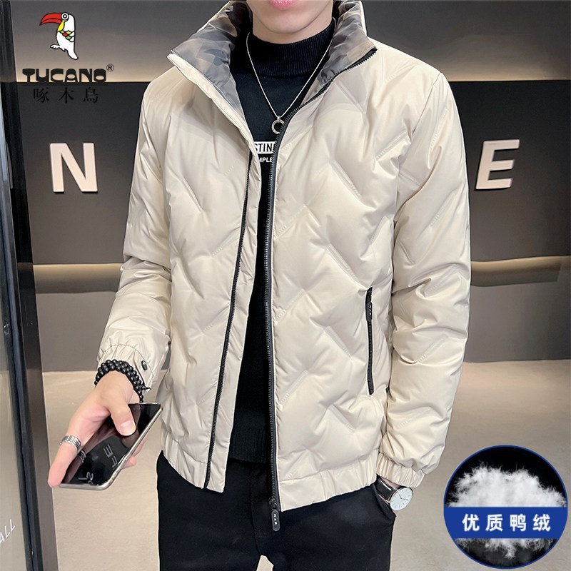 啄木鸟男士羽绒服秋冬季休闲短款轻薄款保暖鸭绒外套男装反季清仓