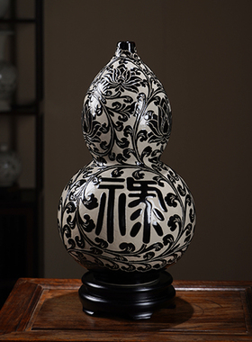 陶瓷手工仿古风福禄寿葫芦摆件