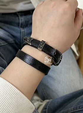 复古Y2K辣妹风皮质金属项链