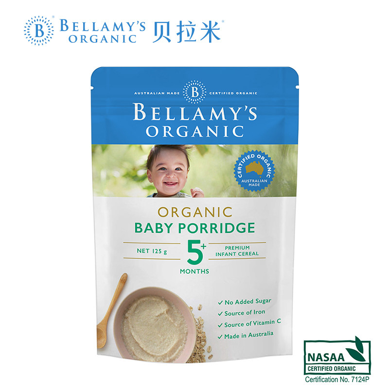 【任选】贝拉米有机婴幼儿燕麦5+米粉 贝拉米海外米粉/米糊/汤粥