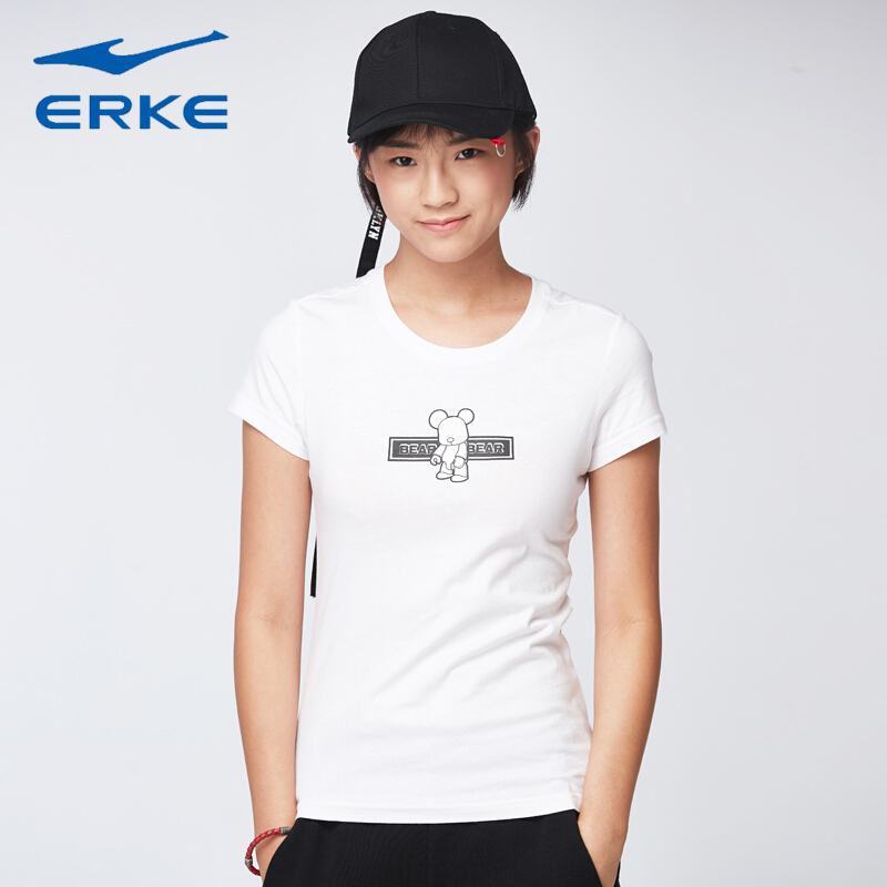 Hongxing Erke Women's Short Sleeve T-shirt Summer New Product Women's Round Neck Slim Fit Leisure Sports T-shirt Fitness Top Women's Wear