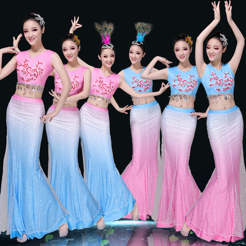 成人傣族舞蹈服装女艺考纱演出服 荷香艺梦民族服装/舞台装