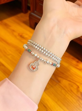 纯银珐琅彩葫芦手链项链一款两用