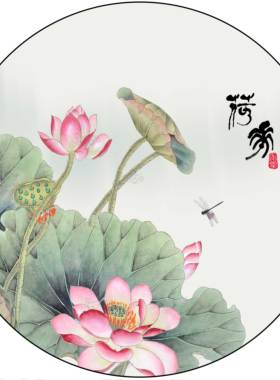 2026年圆形荷花净秽贴乔迁新居过年镇宅风水莲花门贴防水自粘贴纸