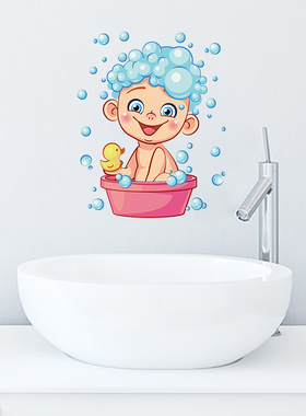 淋浴室自粘防水欧式卡通可爱墙贴