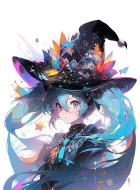3d初音未来贴纸防水可粘贴双开门车门室内电脑房卧室卫生间墙面