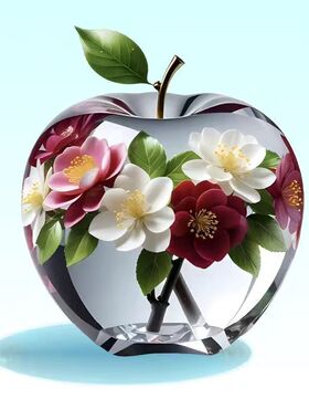 【水晶鲜花苹果唯美贴画】花卉墙面门窗平安健康贴纸冰箱马桶防水