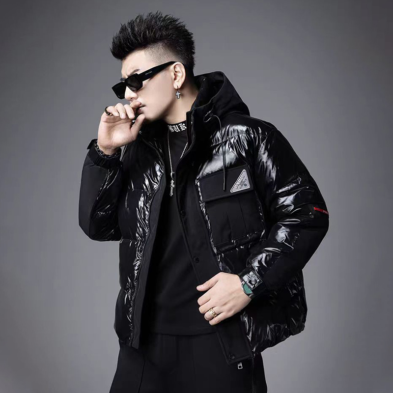 欧货高品质羽绒服男2025新款冬季潮男装保暖提花内里连帽男士外套 - 图0