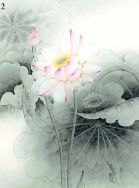 四尺斗方 工笔荷花方形字画 国画山水画风水靠山招财微喷装饰画心
