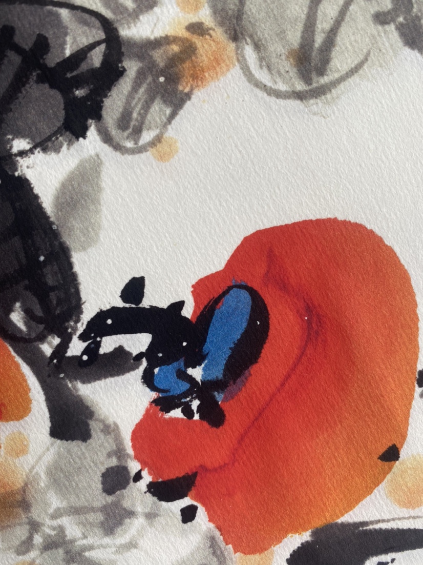 横幅长条柿子花鸟画万事如意国画水墨山水挂画玄关微喷复制字画芯 - 图1