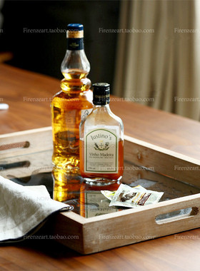 镜面刻花镂空收纳托盘家居摆设