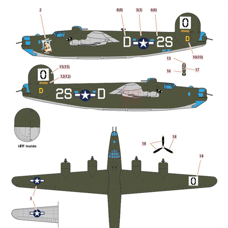 3G模型 爱德美拼装飞机 12584 美国解放者B-24H轰炸机 1/72 - 图1