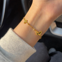 18k Gold Laser Butterfly Bracelet Woman 2023 New 999 Gold Fashion refined Advanced Sensation Jewelry Send Girlfriend