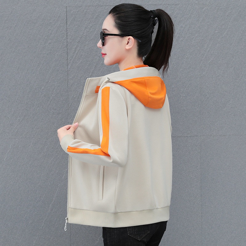 官方正品高棉抽绳连帽休闲长袖拉链开衫卫衣女2025春季新款妈妈装 - 图0