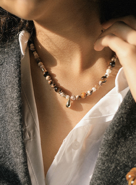 WAKI虎眼石斑马石串珠项链