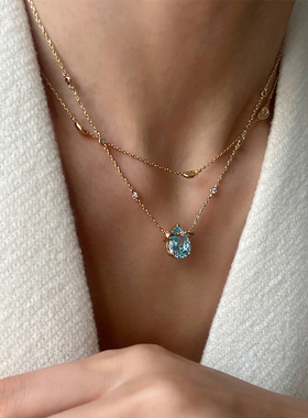 温莎珠宝瑞士蓝水滴项链
