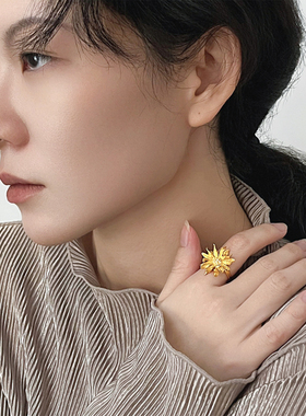 椿屿阳光舞者纯银弗朗花开口戒指