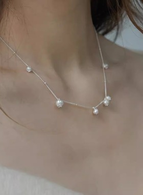一寸十里蓝莓纯银锁骨项链