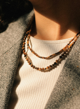 WAKI虎眼石串珠女圣诞礼物项链