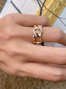 金色竹节环扣戒指温莎气质高级感