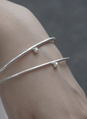 一寸十里树枝与露纯银珍珠手镯