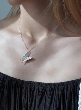 一寸十里蝴蝶项链925银