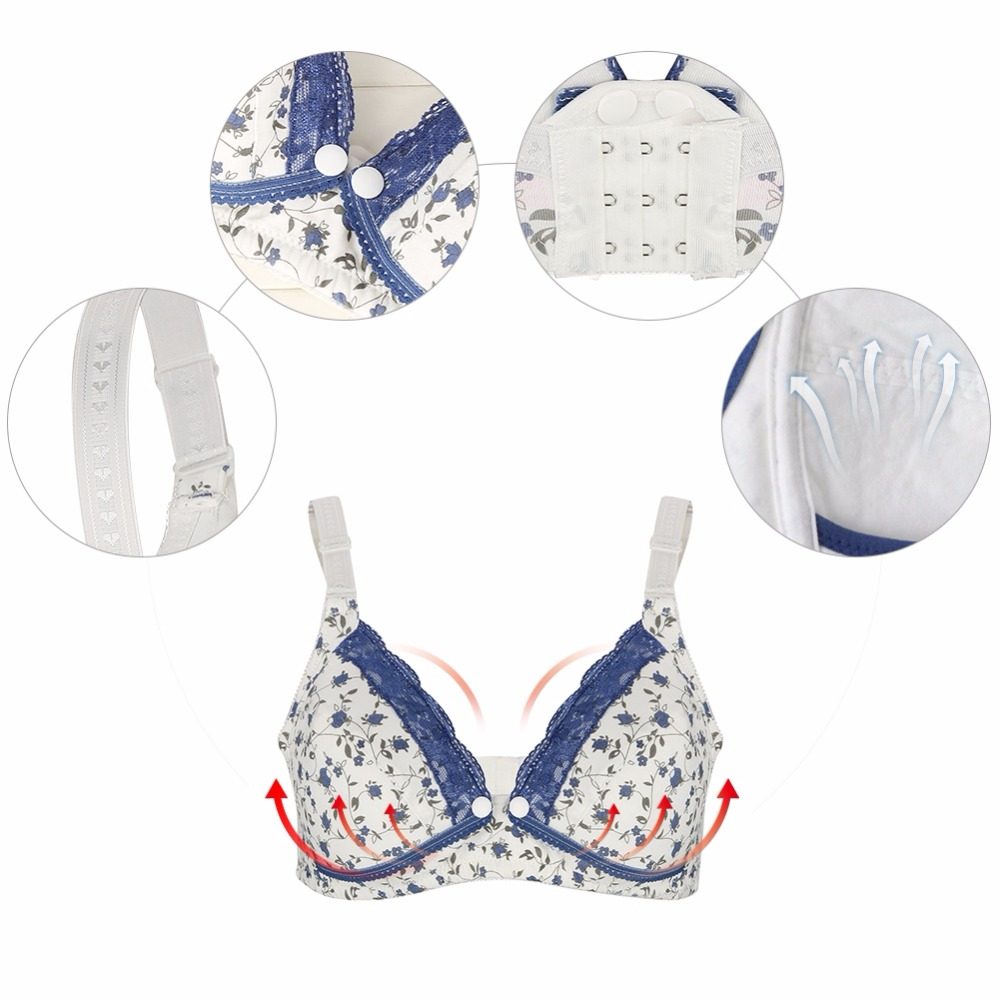 哺乳文胸孕妇内衣内裤纯棉前开扣无钢圈孕哺文胸聚拢胸罩