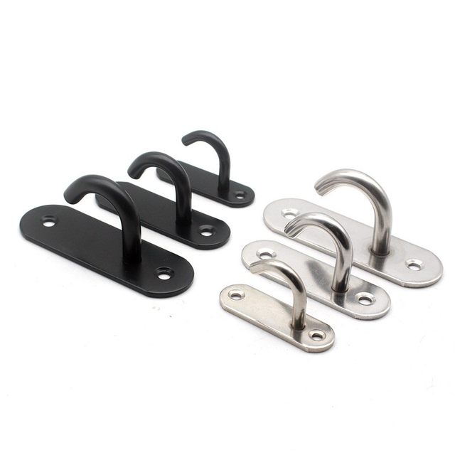 Stainless steel opening long oval buckle hook black top hook sand bag projection curtain roof ceiling fan hook