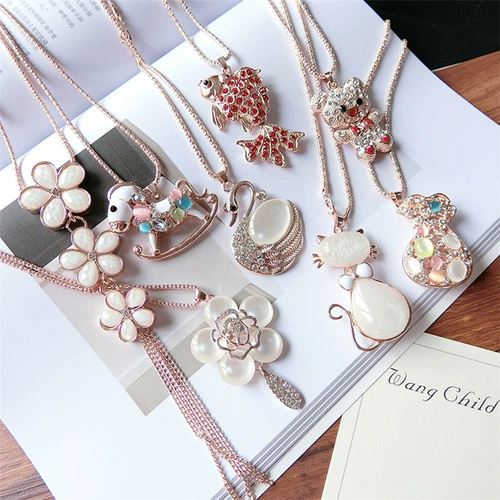 Ожерелье, детское мультяшное ювелирное украшение, длинный свитер, блестящая цепочка, подвеска для школьников, аксессуар