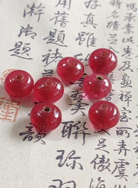 古法手工金红13/10㎜老琉璃扁圆珠散珠佛珠配珠饰品配饰文玩配珠