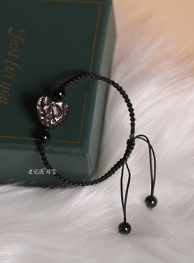 史记源珠宝天然黑金银曜石男貔貅兔子醒狮手链女款情侣款水晶手串