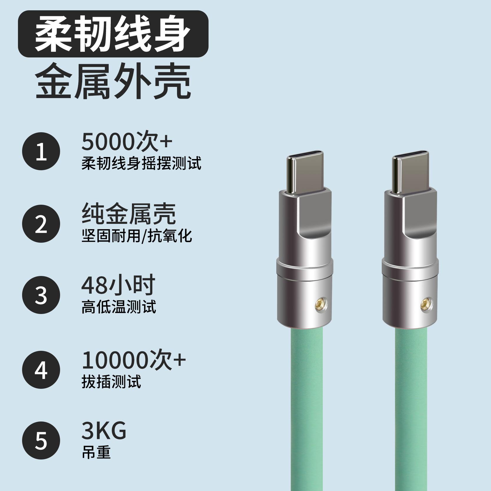 客制化快充硅胶typec数据线适用于安卓15/16充电线平板车载充电线carplay加长3米充电宝短线 - 图0