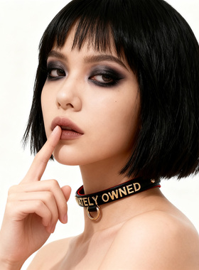 定制字母牛皮锁骨链女个性项圈