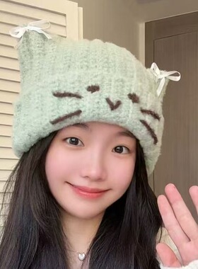 软糖猫耳帽毛绒闪线钩针材料包