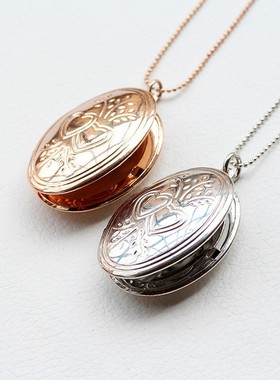 时尚风圆形可以放照片项链