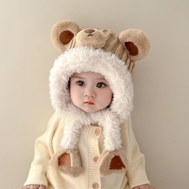 宝宝帽子秋冬款儿童毛绒帽男童女孩可爱超萌毛线针织帽加厚护耳帽,淘宝优惠券,粉丝福利购,淘宝优惠卷