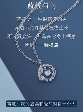 蓝桉与鸟项链爆款轻奢小众高级感