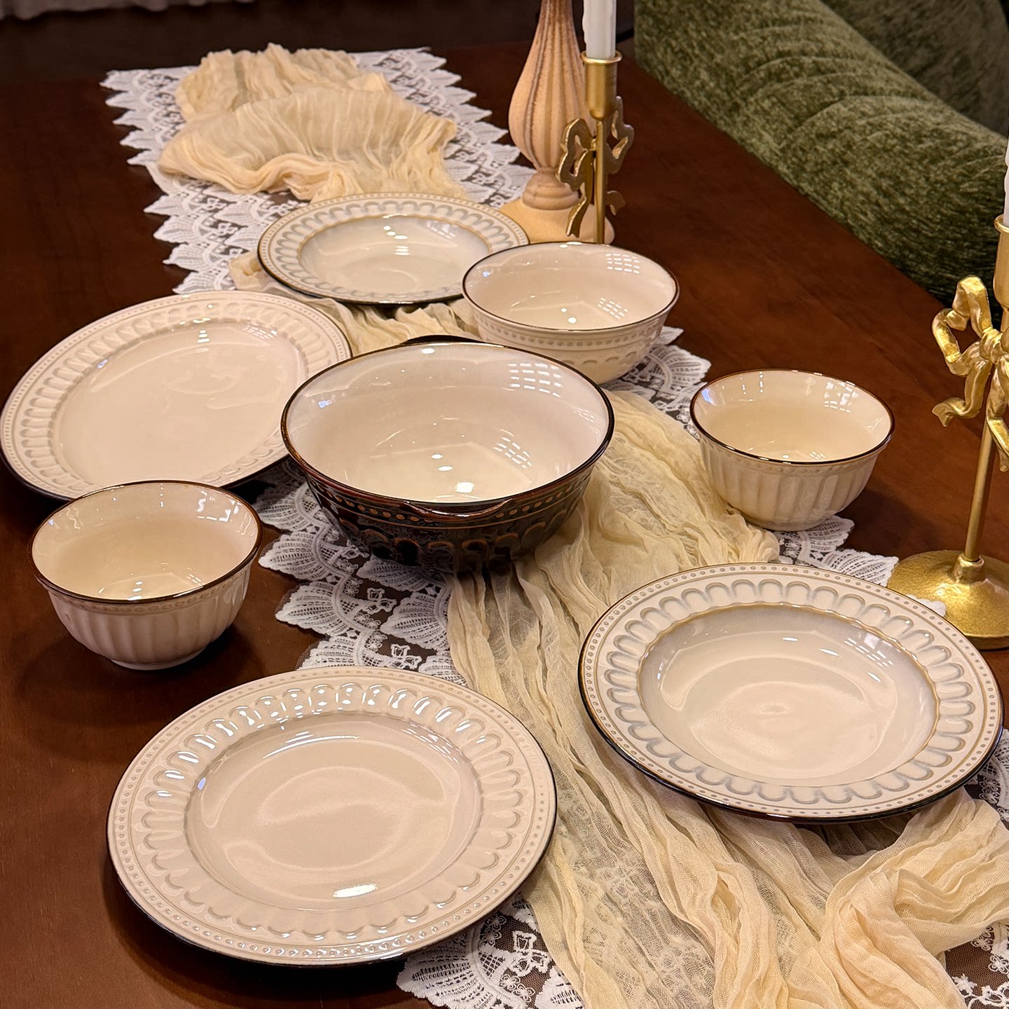 高温釉下彩2026新款法式餐具碗碟套装家用窑变釉碗盘乔迁送礼汤碗