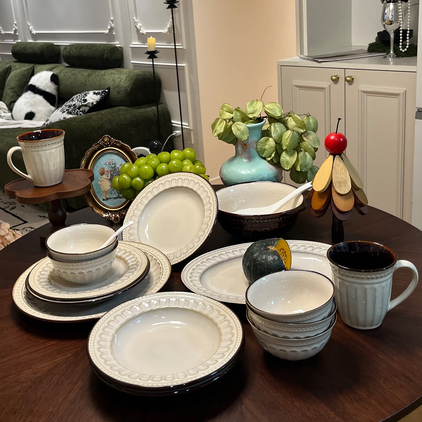 釉下彩2026新款碗碟套装家用法式复古高级感餐具乔迁新居礼物碗具